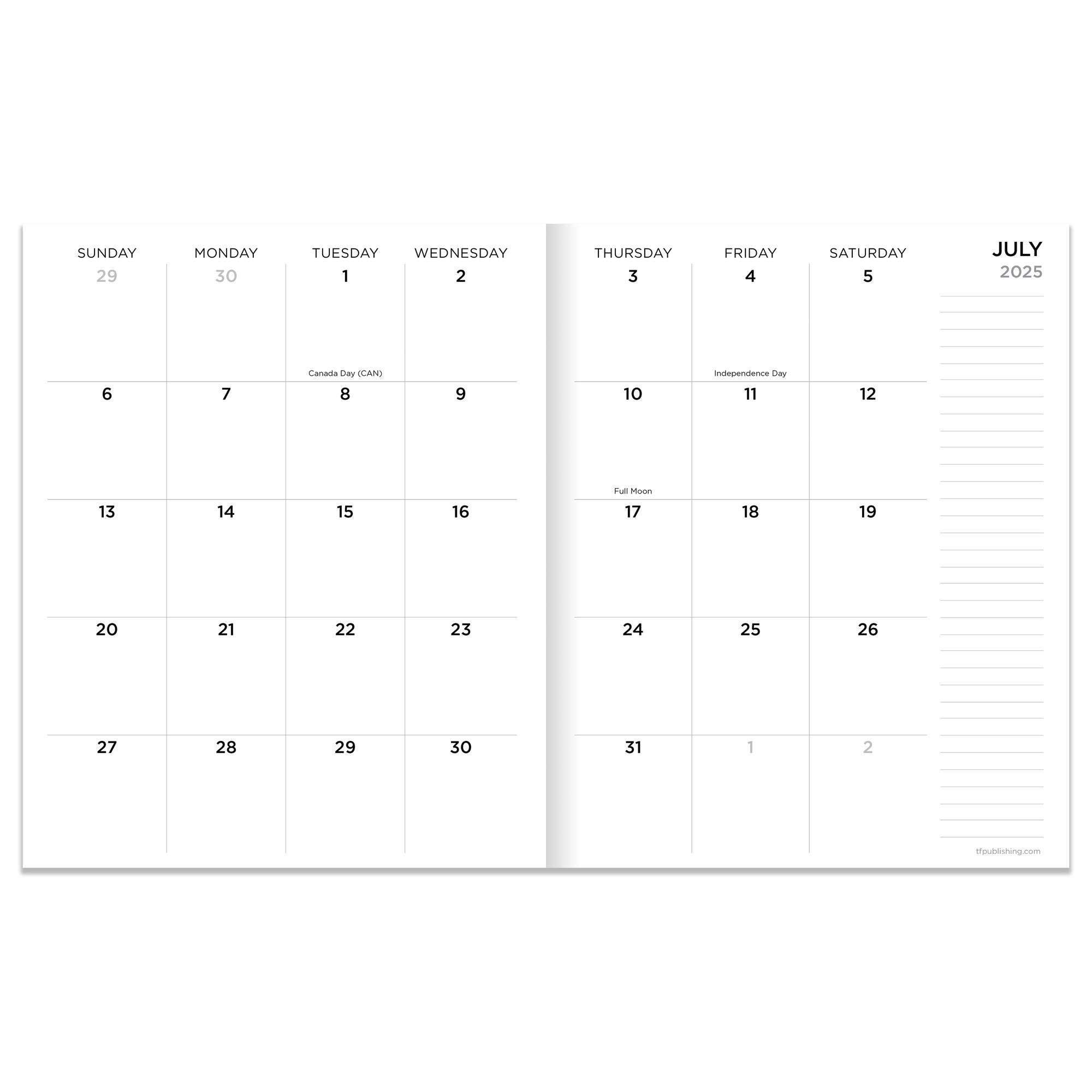 TF Publishing 2025-2026 Peaks & Valleys Medium Monthly Planner